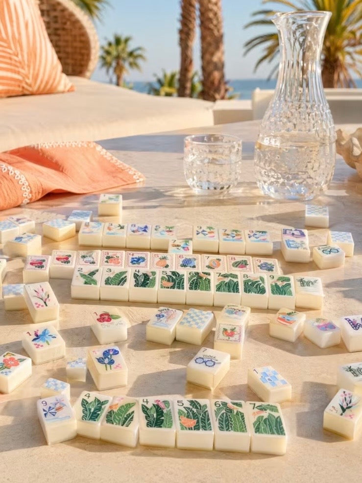 Tropical mini travel Mahjong tiles set
