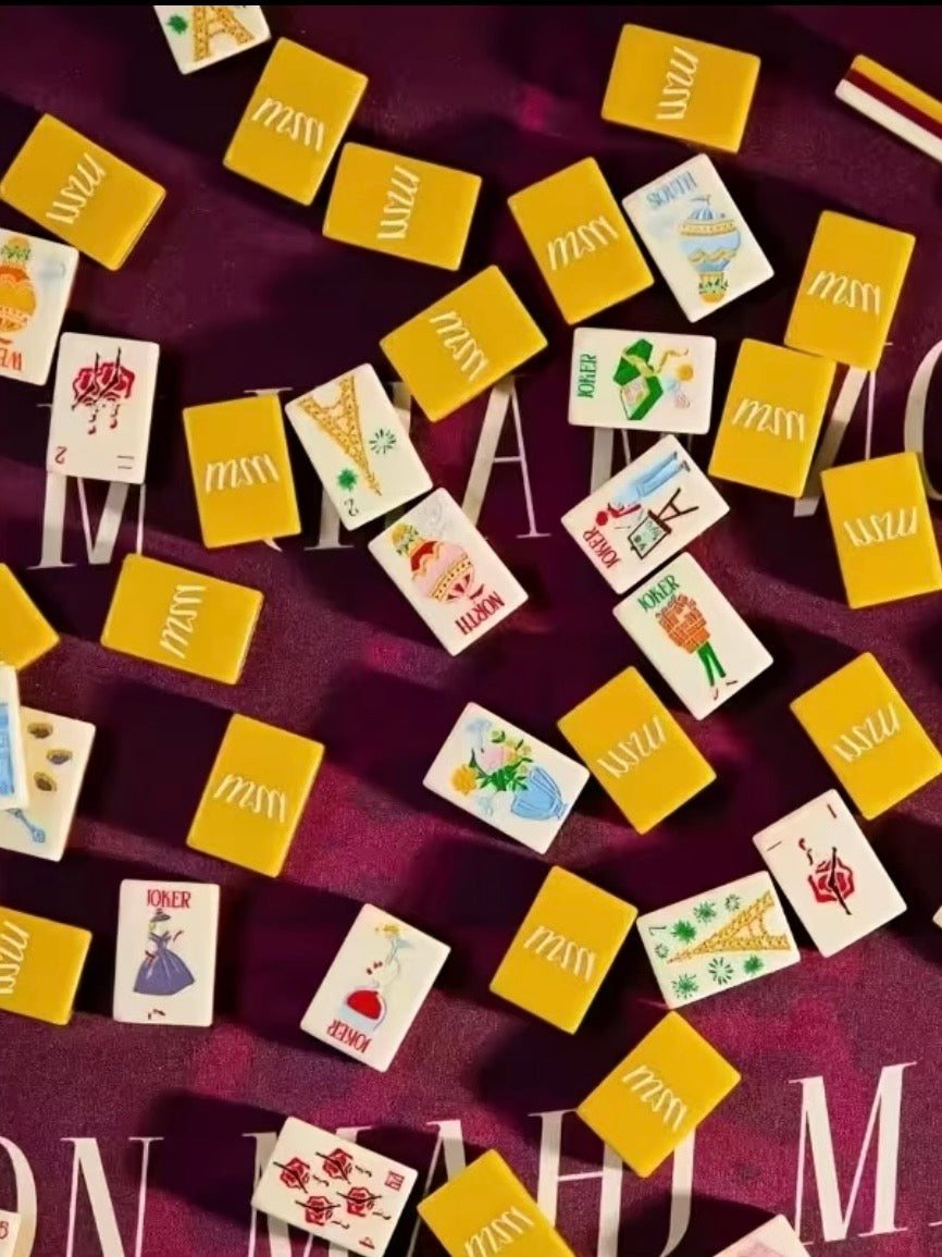 Yellow Eiffel Tower Mahjong tiles set