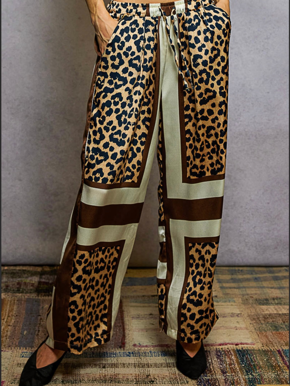 Leopard animal printed wide set pants