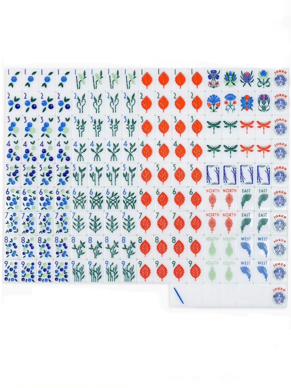White and red leaves Mahjong tiles set