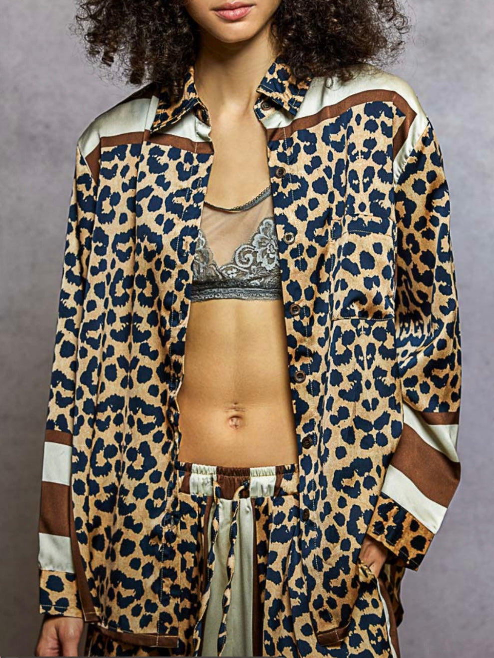 Leopard animal printed wide set pants