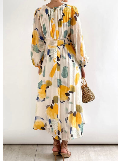 Beige and yellow maxi dress