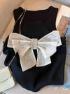 Black front bow tank top