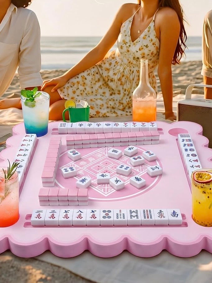 Pink Mahjong floating table for pools, beach or spa
