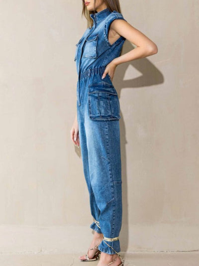 Denim mid blue jumper overall