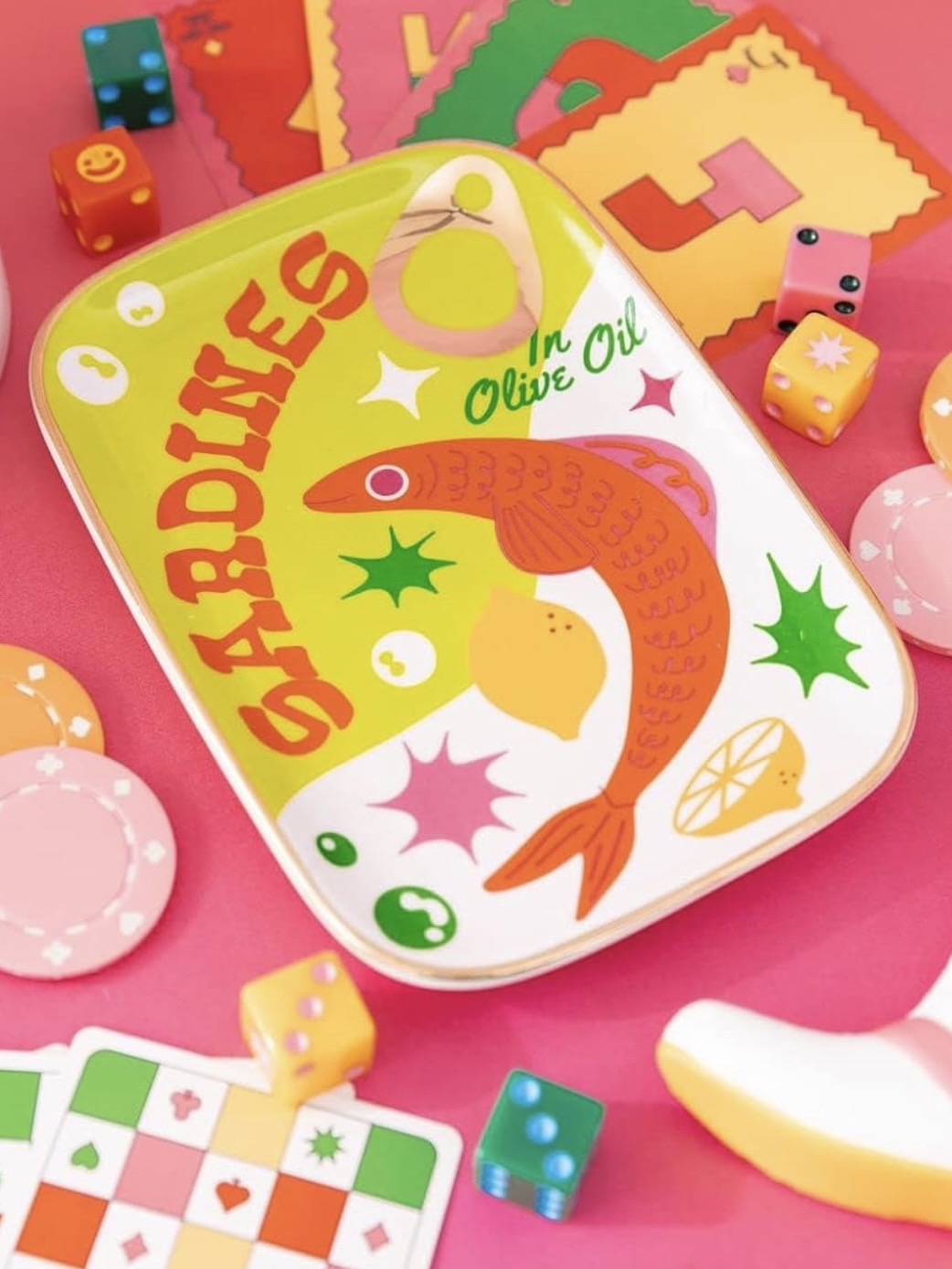Mahjong rectangle sardines plate dice holder accessories