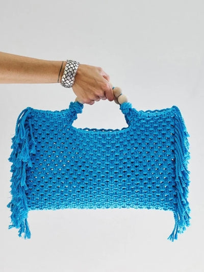 Big blue tassels bag