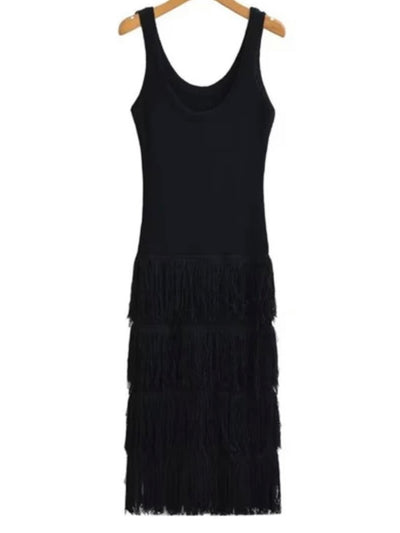 Black knitted maxi dress
