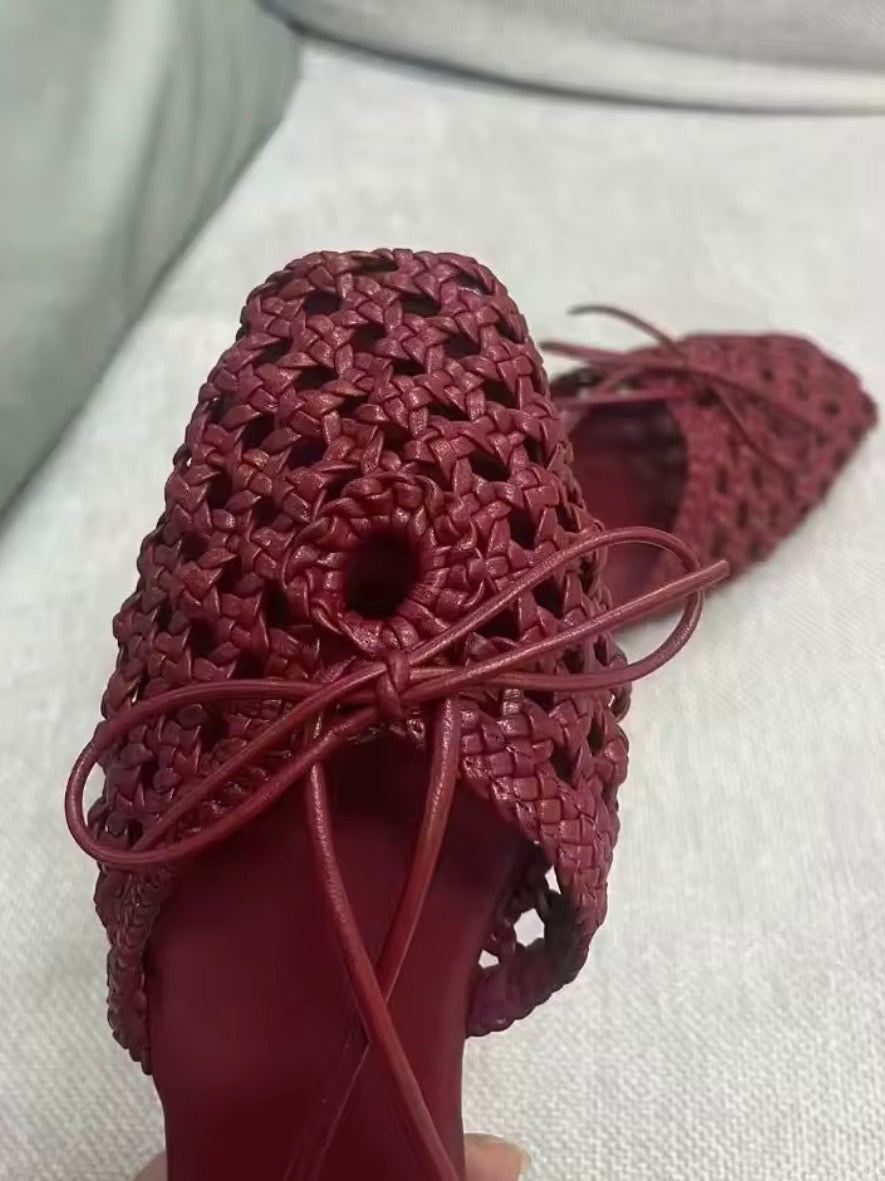 Burgundy flats shoes slingback