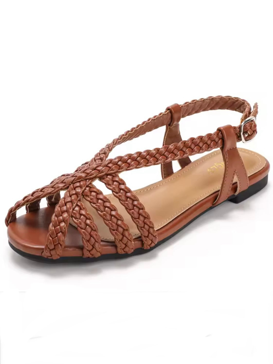 Solid color crossed straps flats shoes slingback