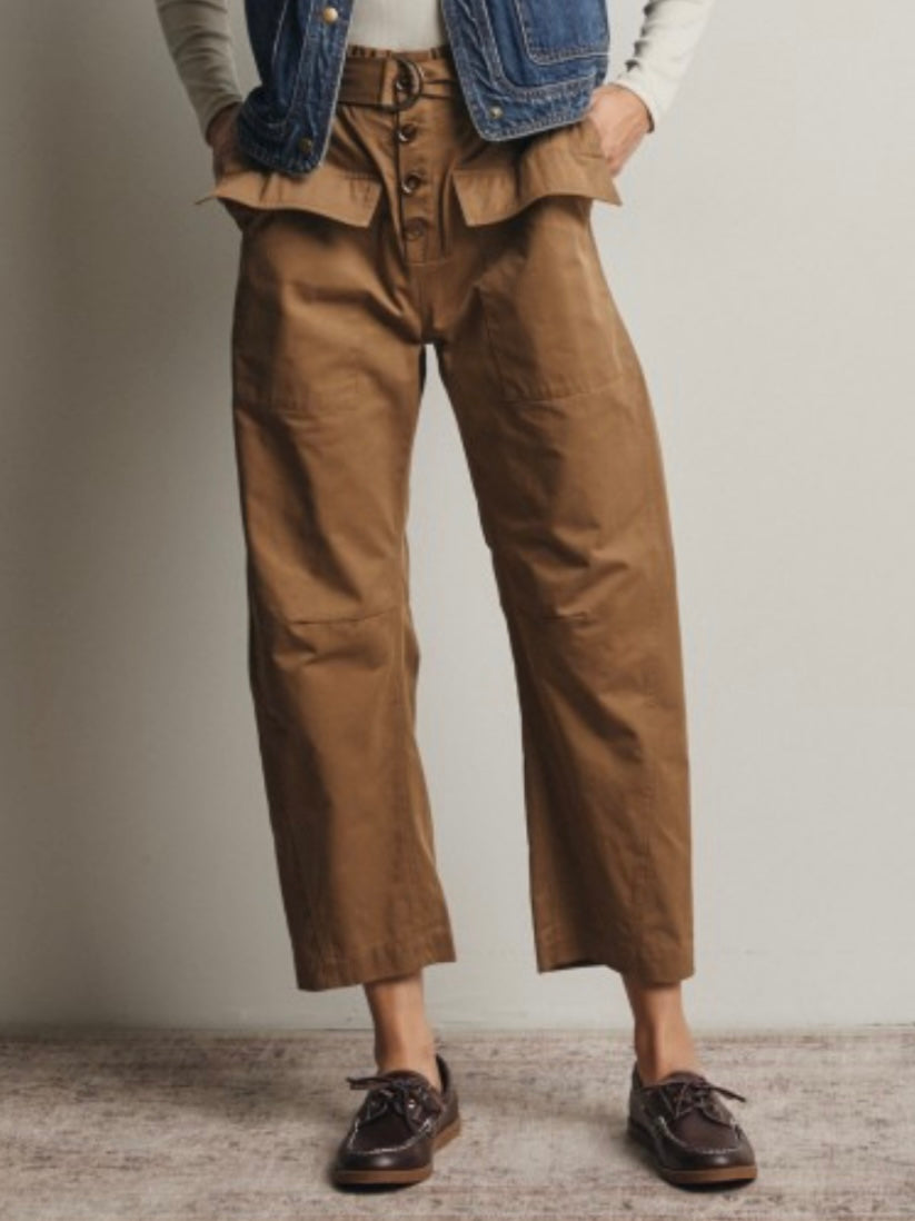 Black and brown details barrel jeans pants