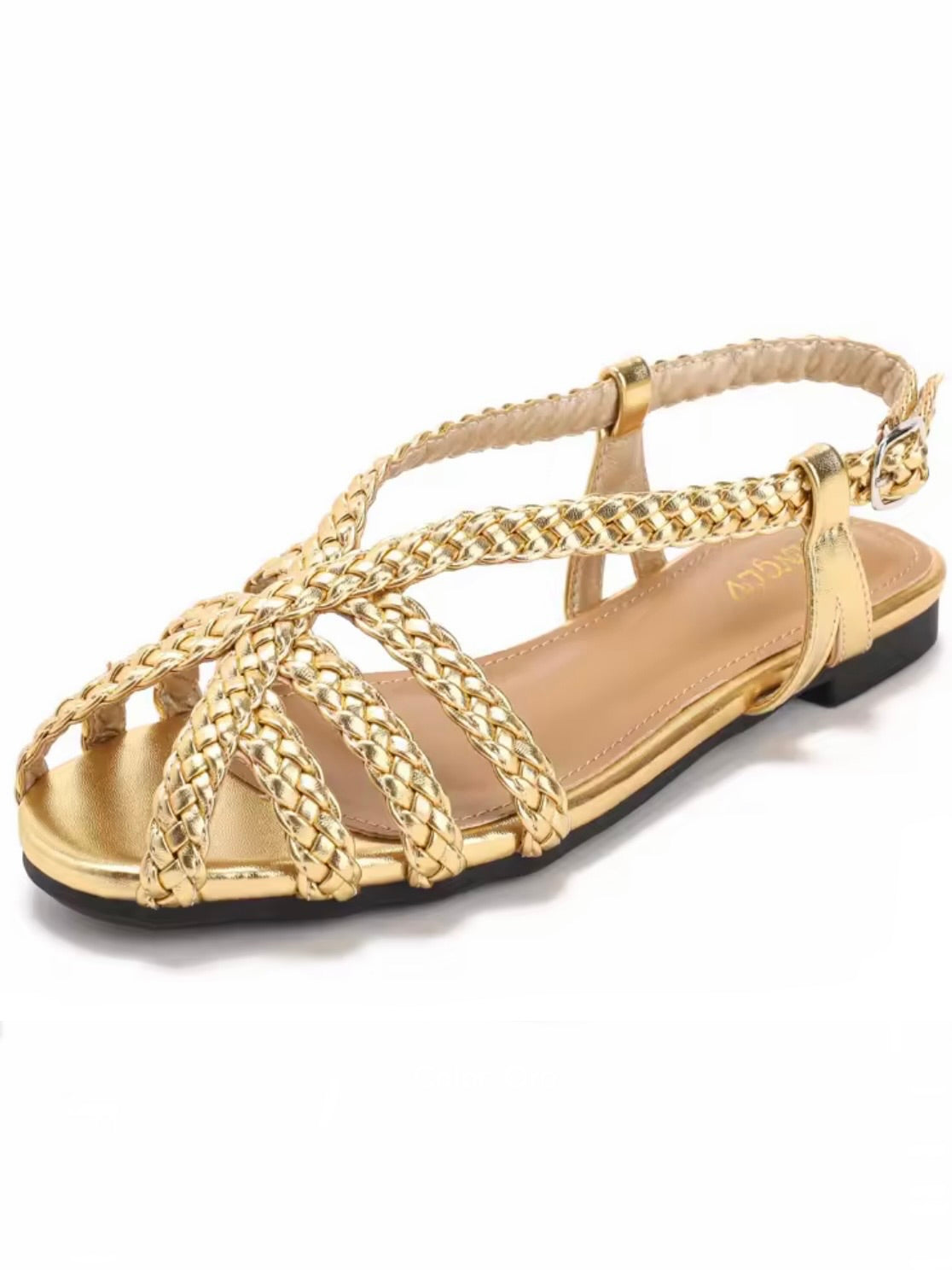 Solid color crossed straps flats shoes slingback
