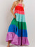 Solid rainbow colors blocks maxi dress