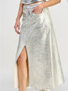 Silver metallic tube midi skirt