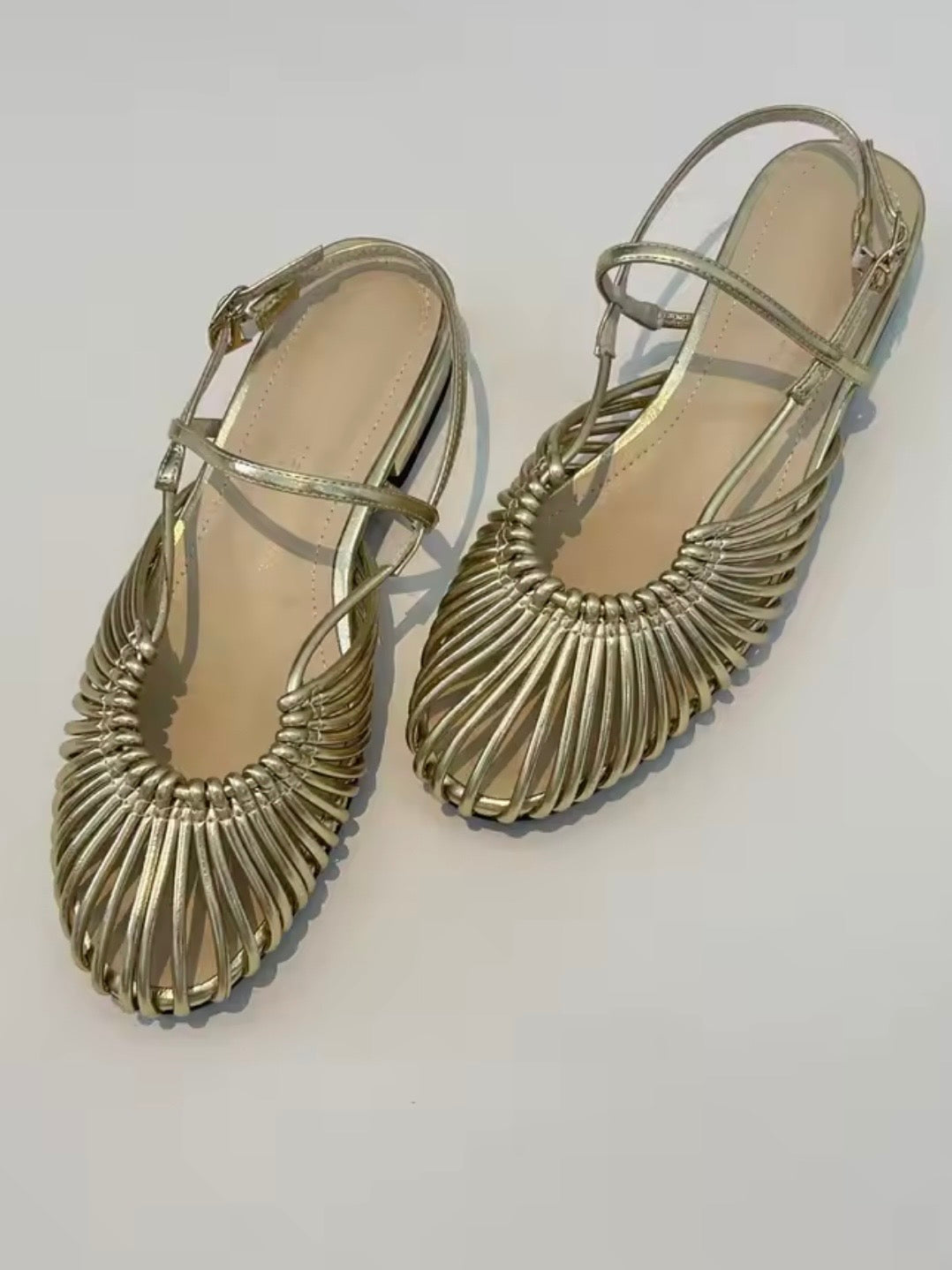 Gold flats shoes slingback