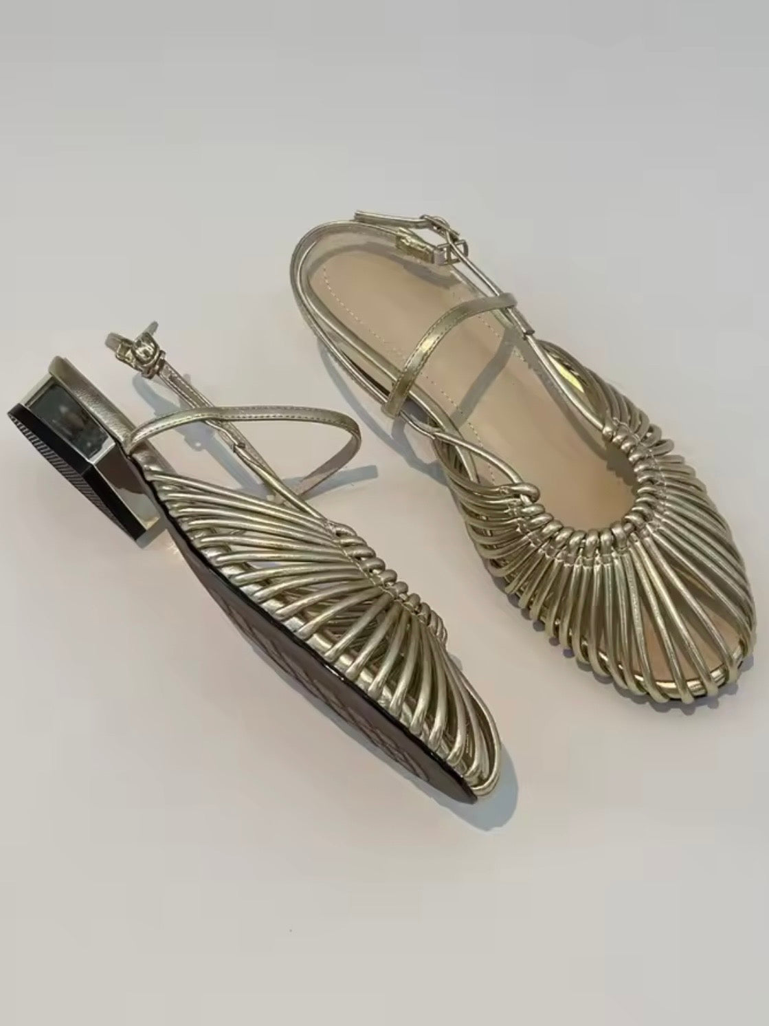 Gold flats shoes slingback