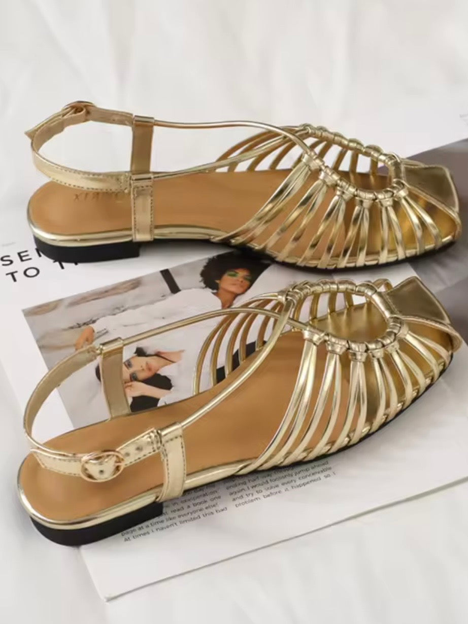 Gladiator flats shoes slingback square toe