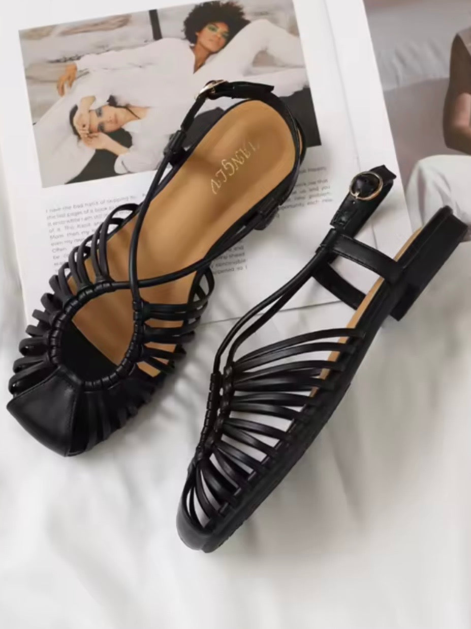 Gladiator flats shoes slingback square toe