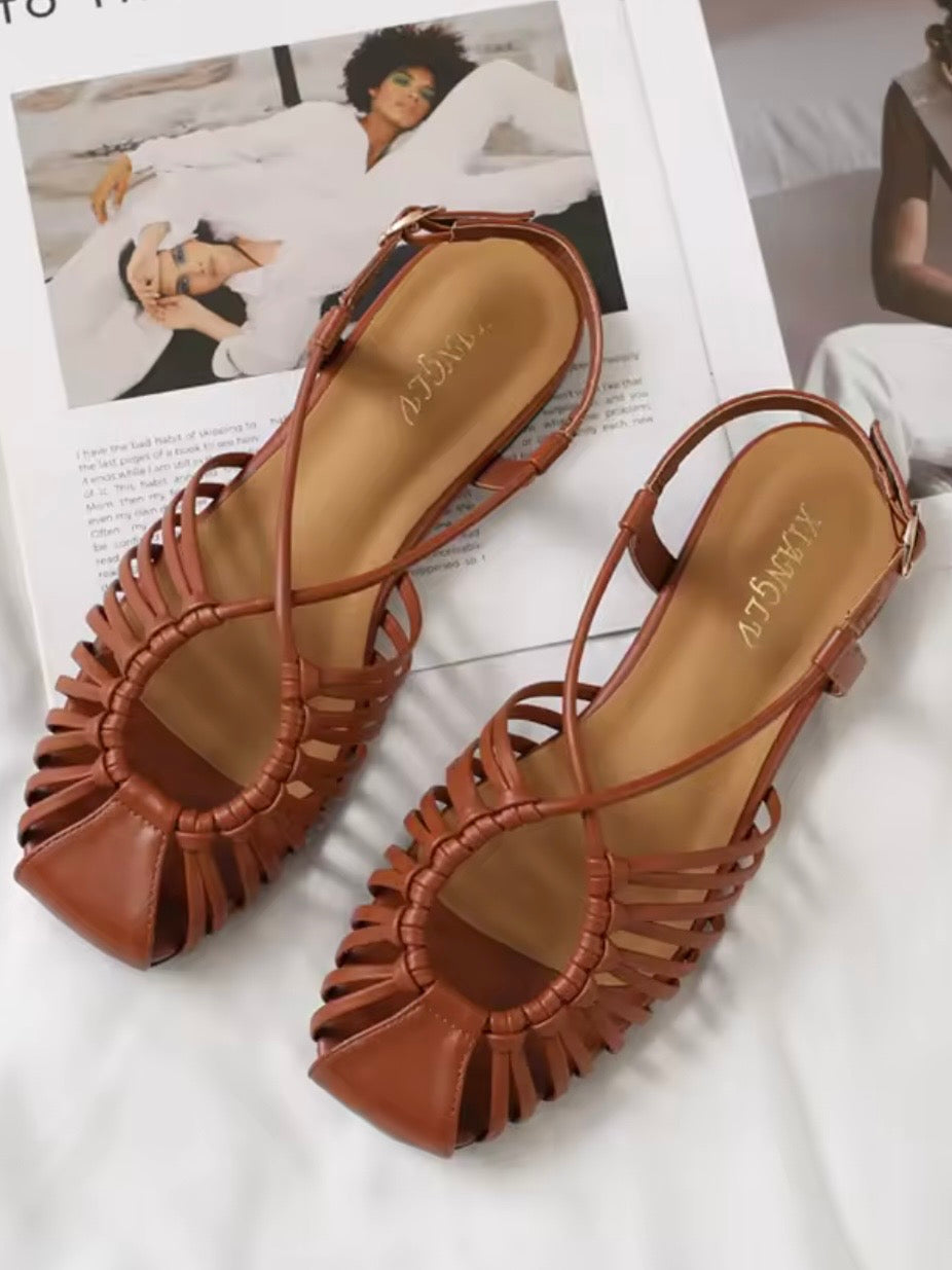 Gladiator flats shoes slingback square toe