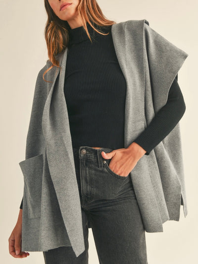 Gray oversized open cardigan sweater