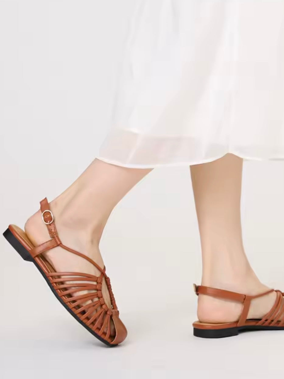 Gladiator flats shoes slingback square toe