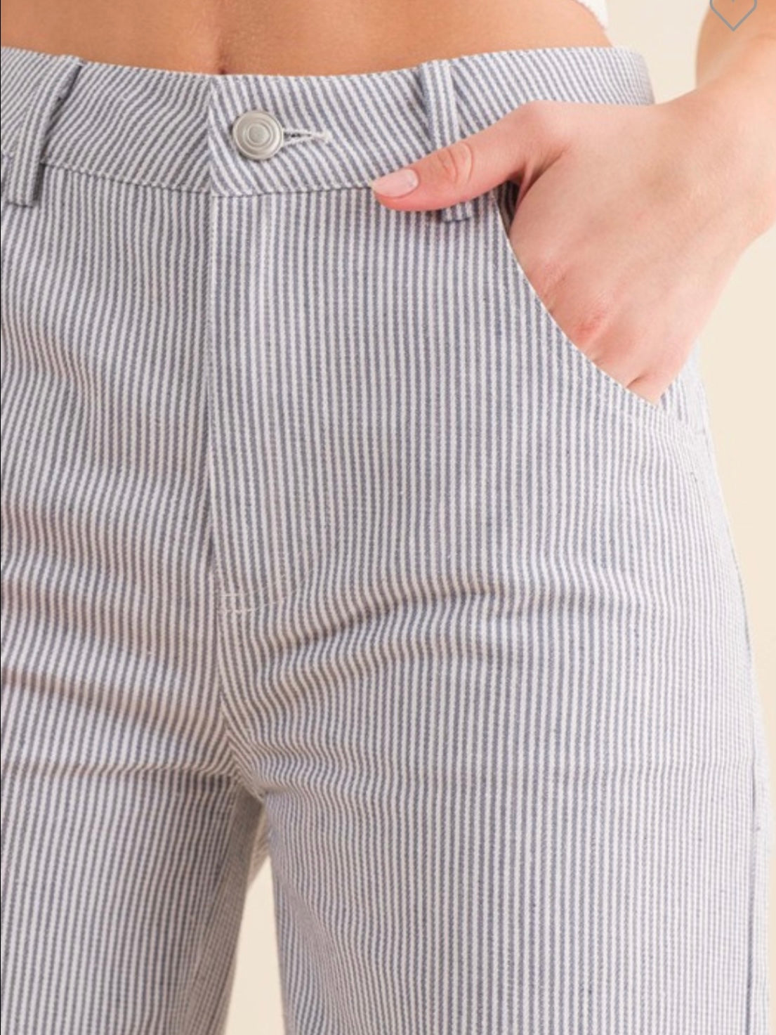 Light gray stripes straight pants