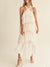 Off white layered ruffled midi dress