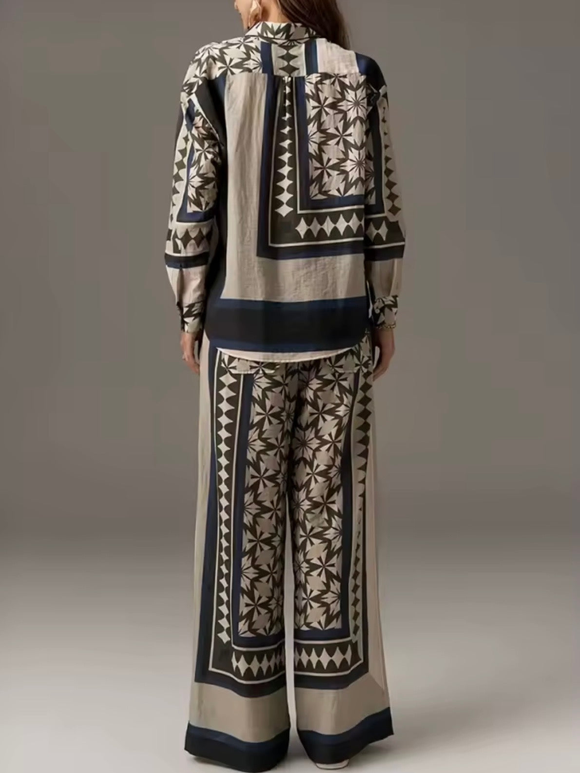 Beige and black set of 2 shirt and pants