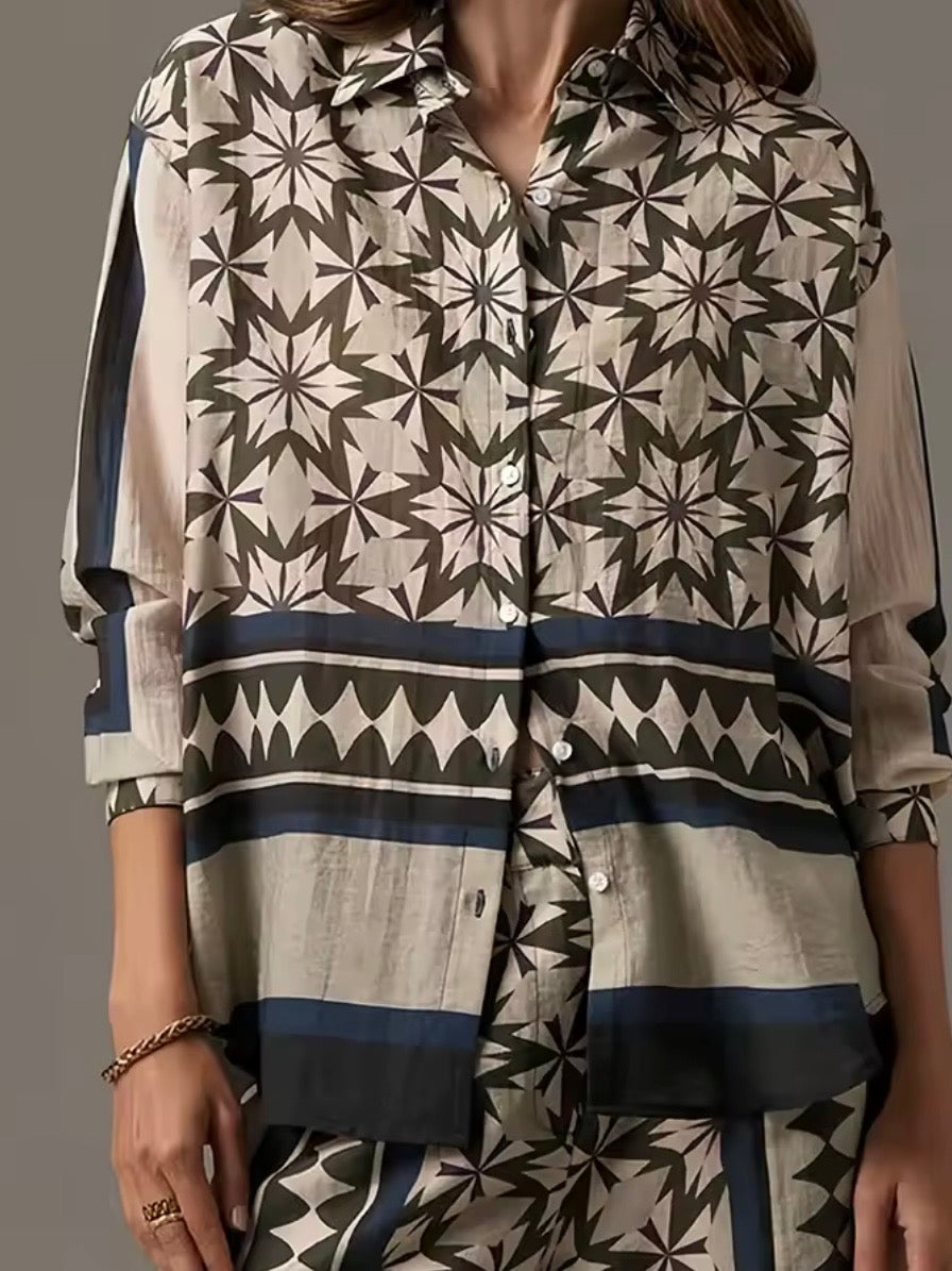Beige and black set of 2 shirt and pants