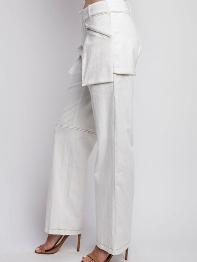 White straight leg pants