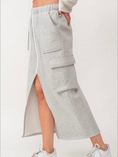 Gray cargo maxi skirt