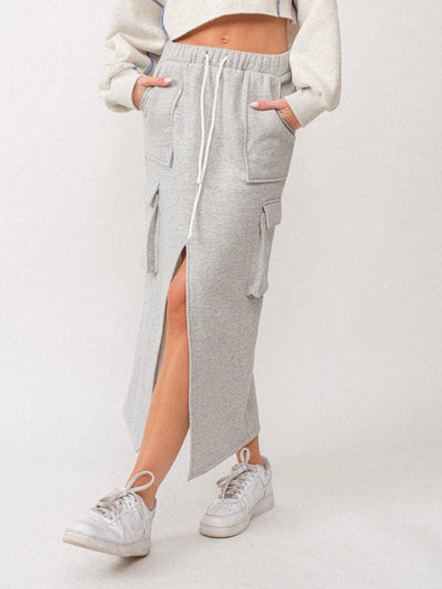 Gray cargo maxi skirt