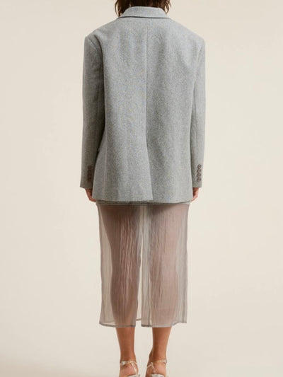 Gray set of blazer and midi skirt