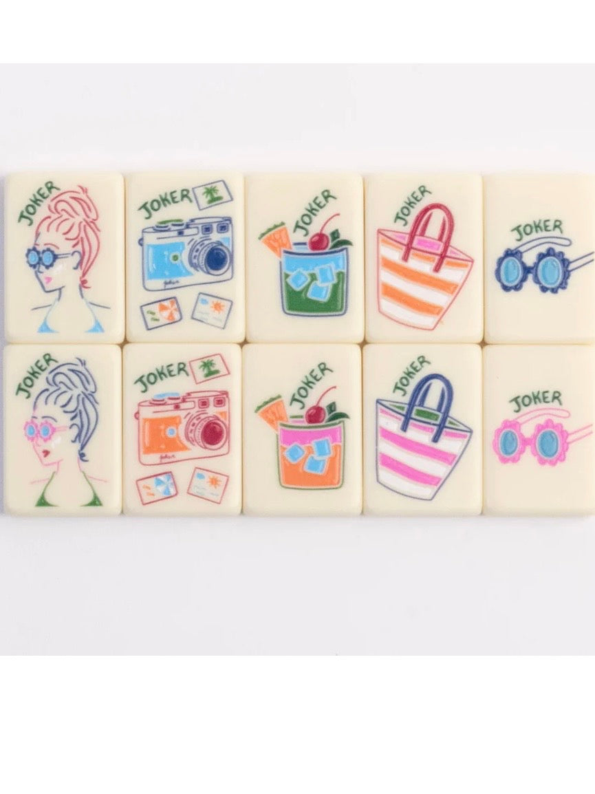 Tropical travel Mahjong tiles set