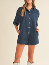 Dark blue denim romper