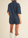 Dark blue denim romper