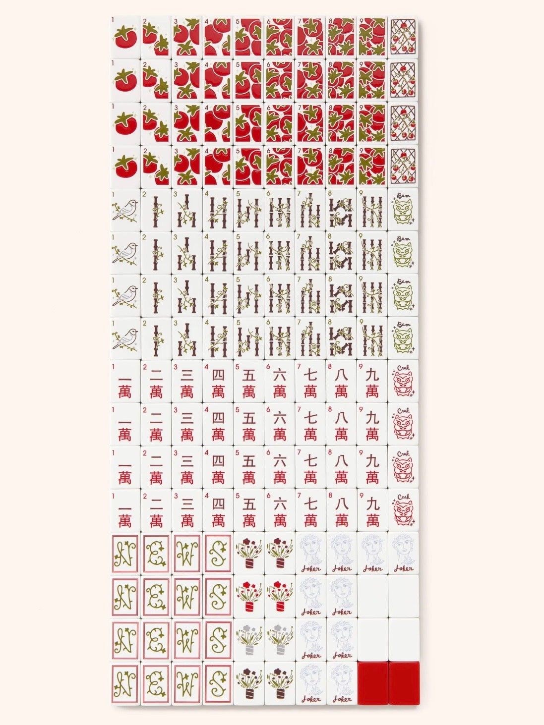 Red tomatoes Mahjong tiles set