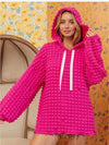 Fuchsia hooded bubble knitted sweater