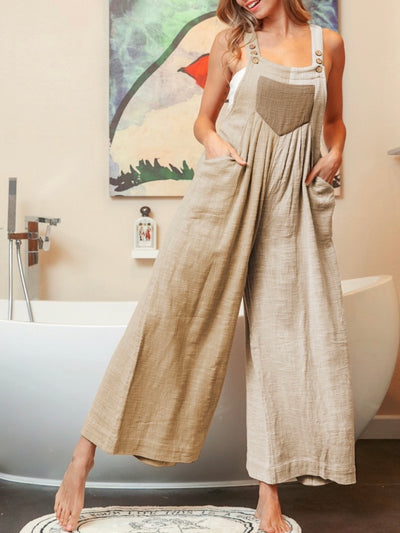 Beige loose and flare jumper overall