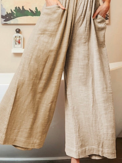 Beige loose and flare jumper overall