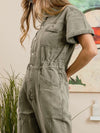 Green army denim mid blue jumper overall