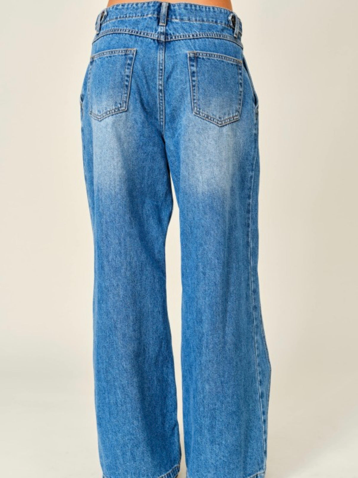 Blue medium wash wide leg denim pants