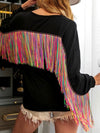 Black boho tassels sleeves top