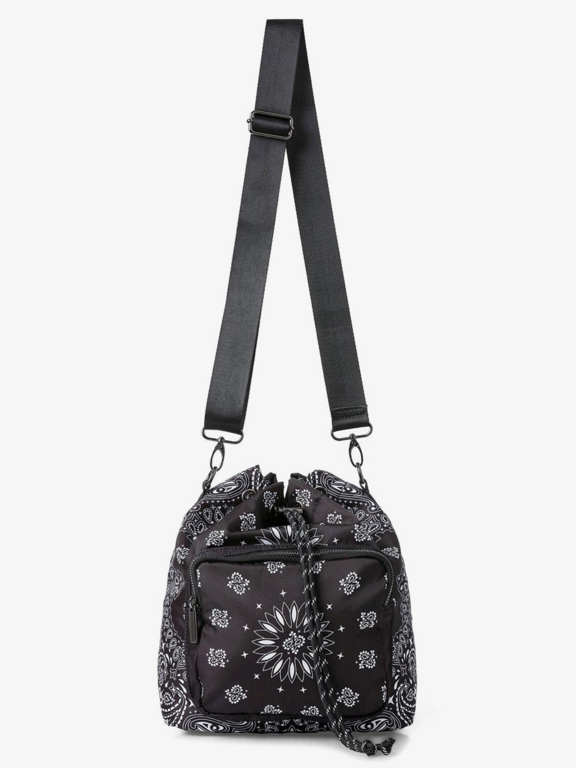Colored bandana printed mid size crossbody handbag