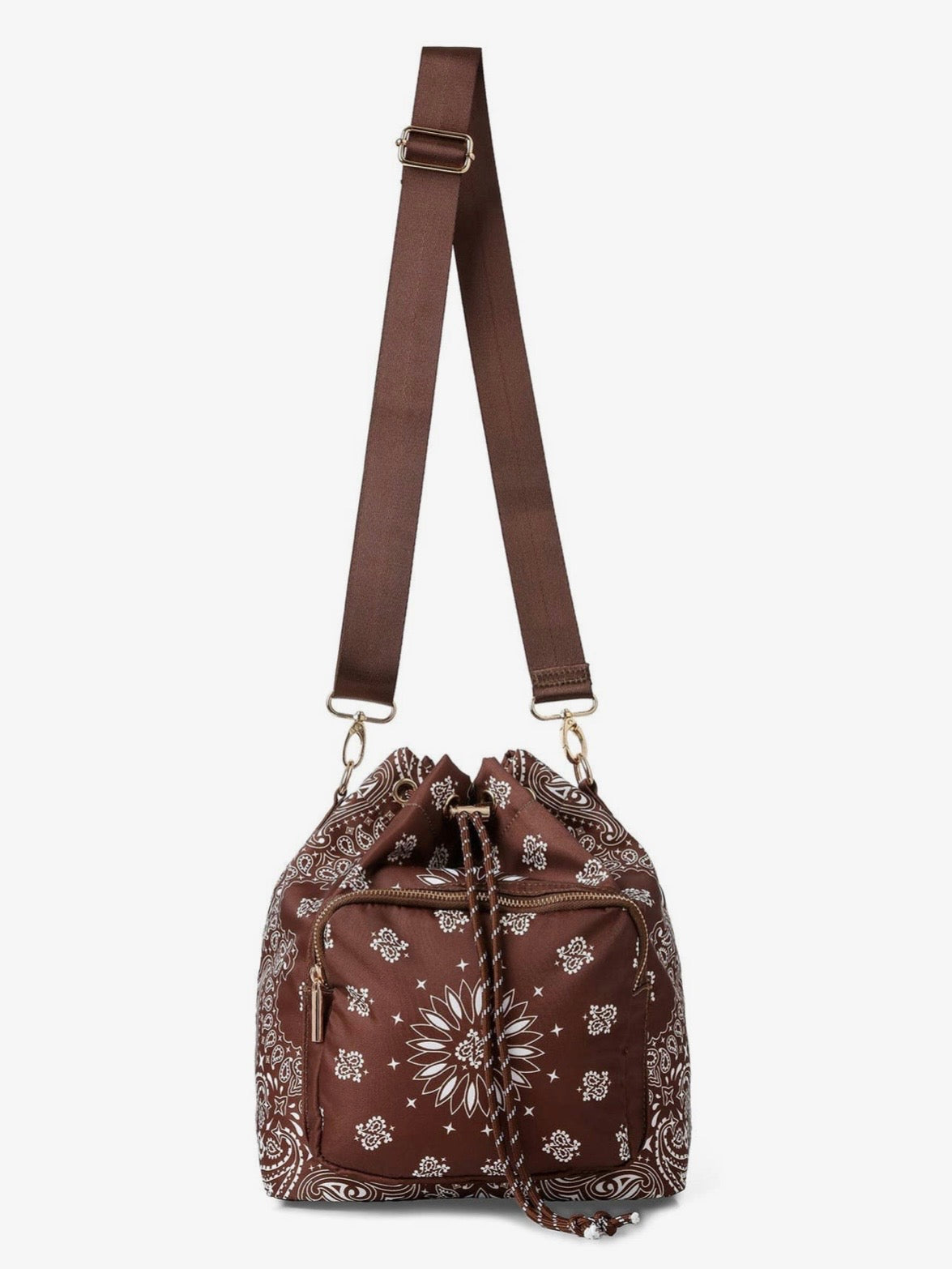 Colored bandana printed mid size crossbody handbag