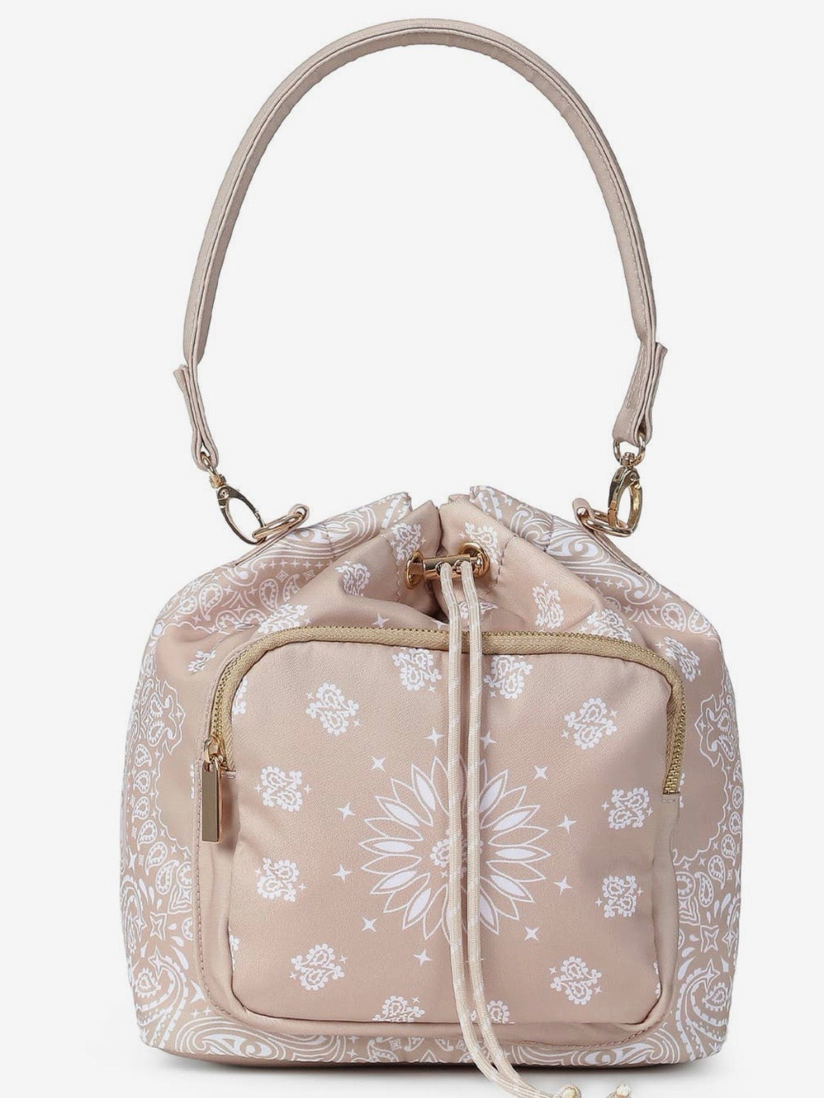Colored bandana printed mid size crossbody handbag