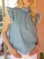 Blue cotton fringe edge top