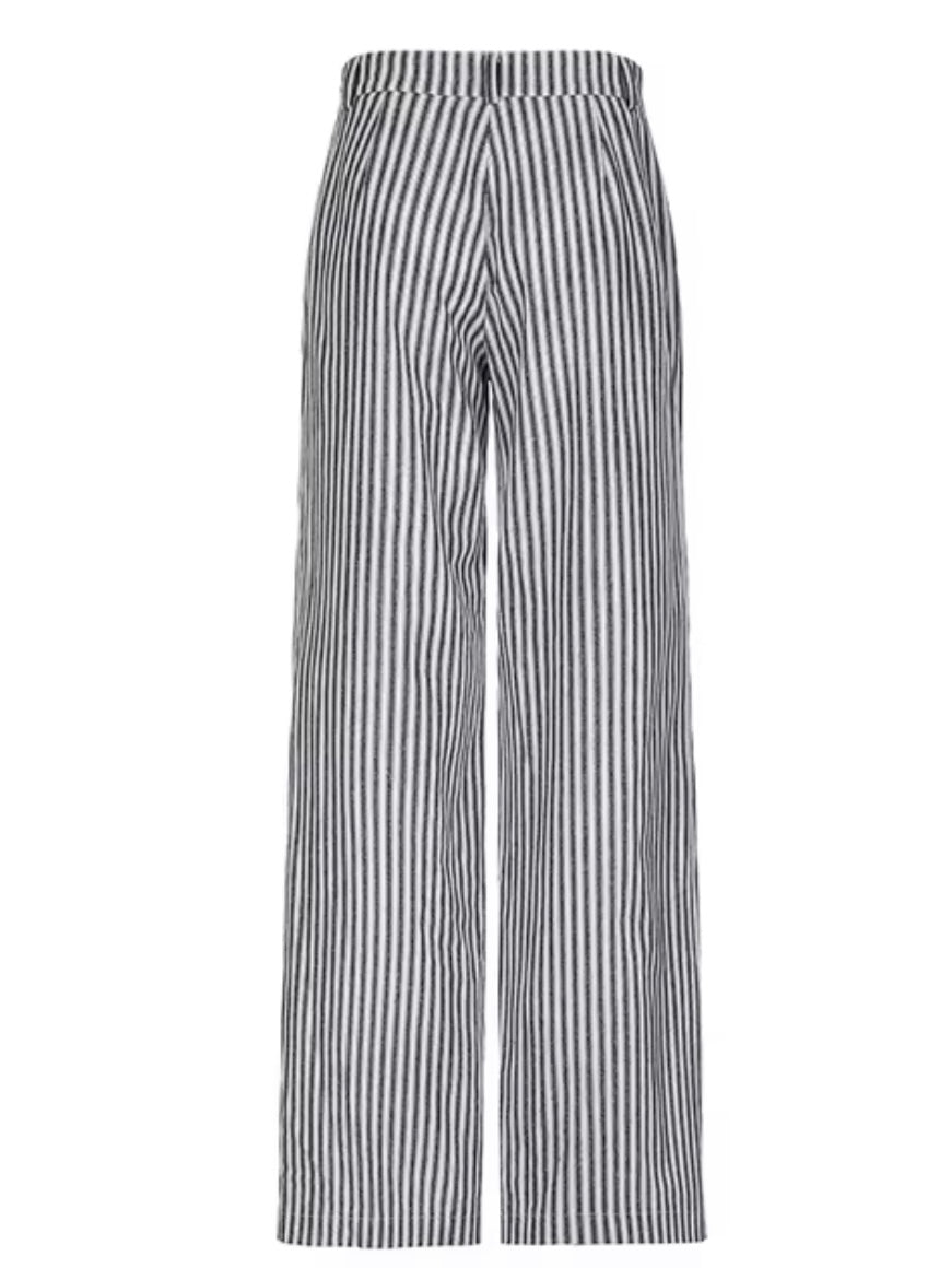 Gray striped double layer straight leg pants