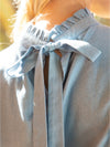 Blue cotton fringe edge top