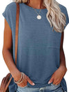 Blue sleeveless t-shirt